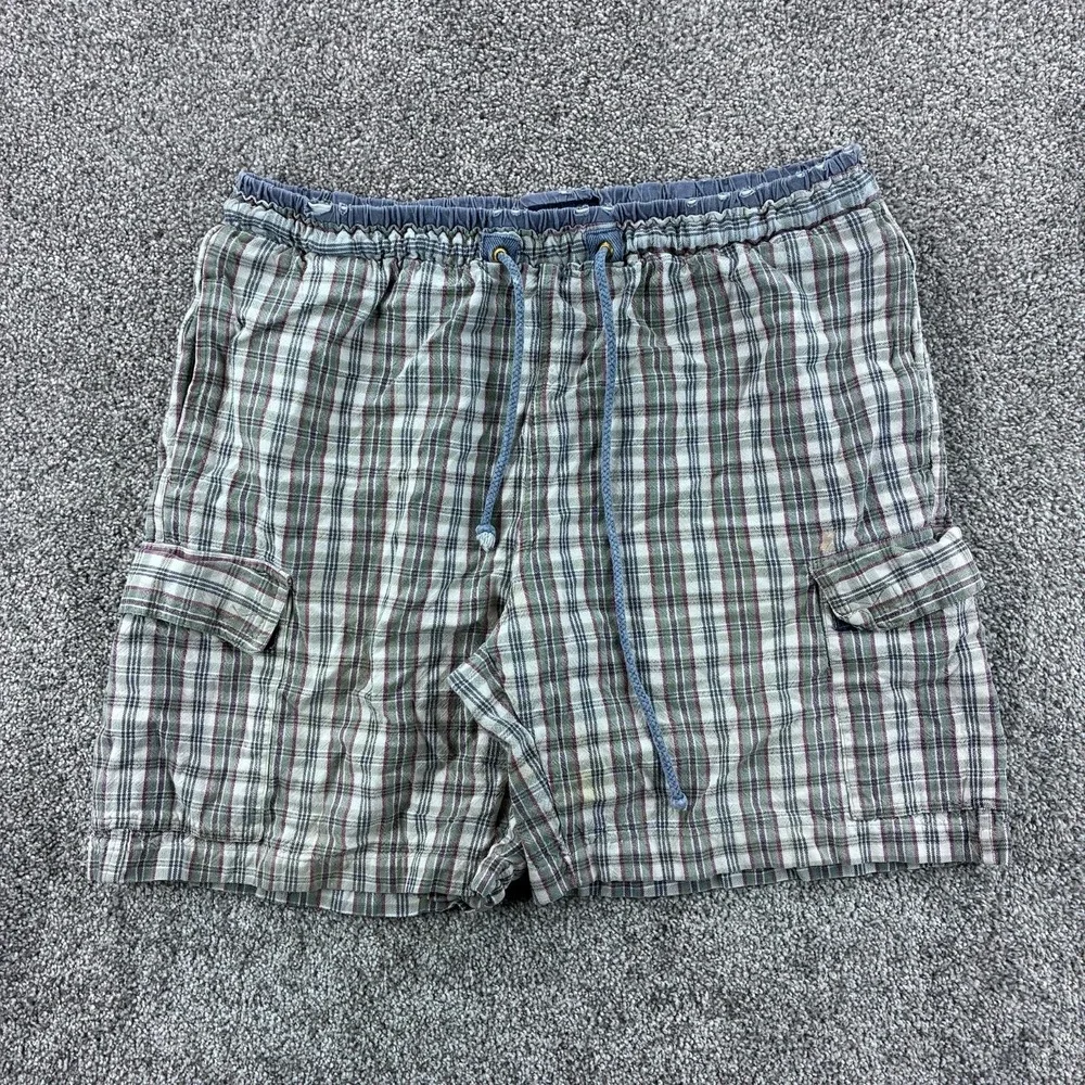 Vintage Y2K Unionbay Cargo Shorts Mens 36 Black‎ Skate Loose Baggy Rave Nylon